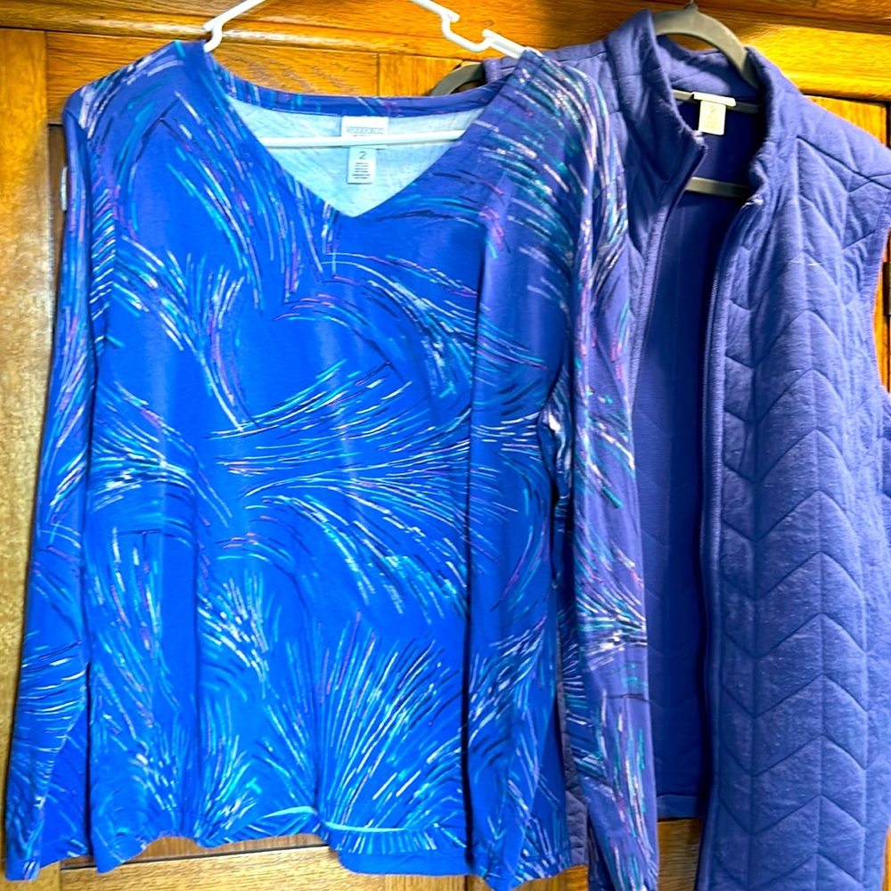 Chico’s bundle top and vest. Vest has some pilling that could be removed size12